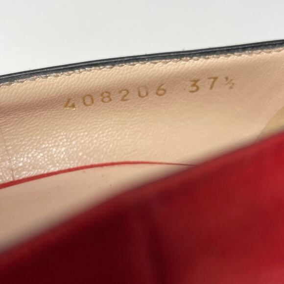 Gucci Marmont Interlocking GG Red Suede Leather Block Heel Fringe Pumps EU 37.5 - Picture 10 of 14